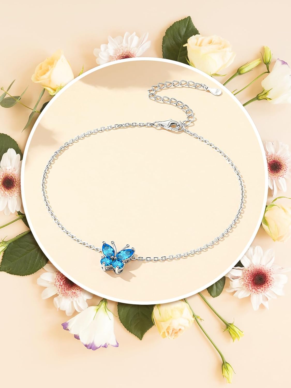 Custom4U Personalized Infinity Ankle Bracelets for Women 925 Sterling Silver Anklet Bracelet Endless Love Symbol Birthstone Charm Adjustable Foot Chain Jewelry Mothers Day Gifts for Mom Wife Women Her - Image 7