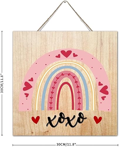 Miniatura 8 de Autravelco Letrero rústico de madera para el hogar para el día de San Valentín amor arco iris pintado para pared placa de madera 6 x 10 pulgadas