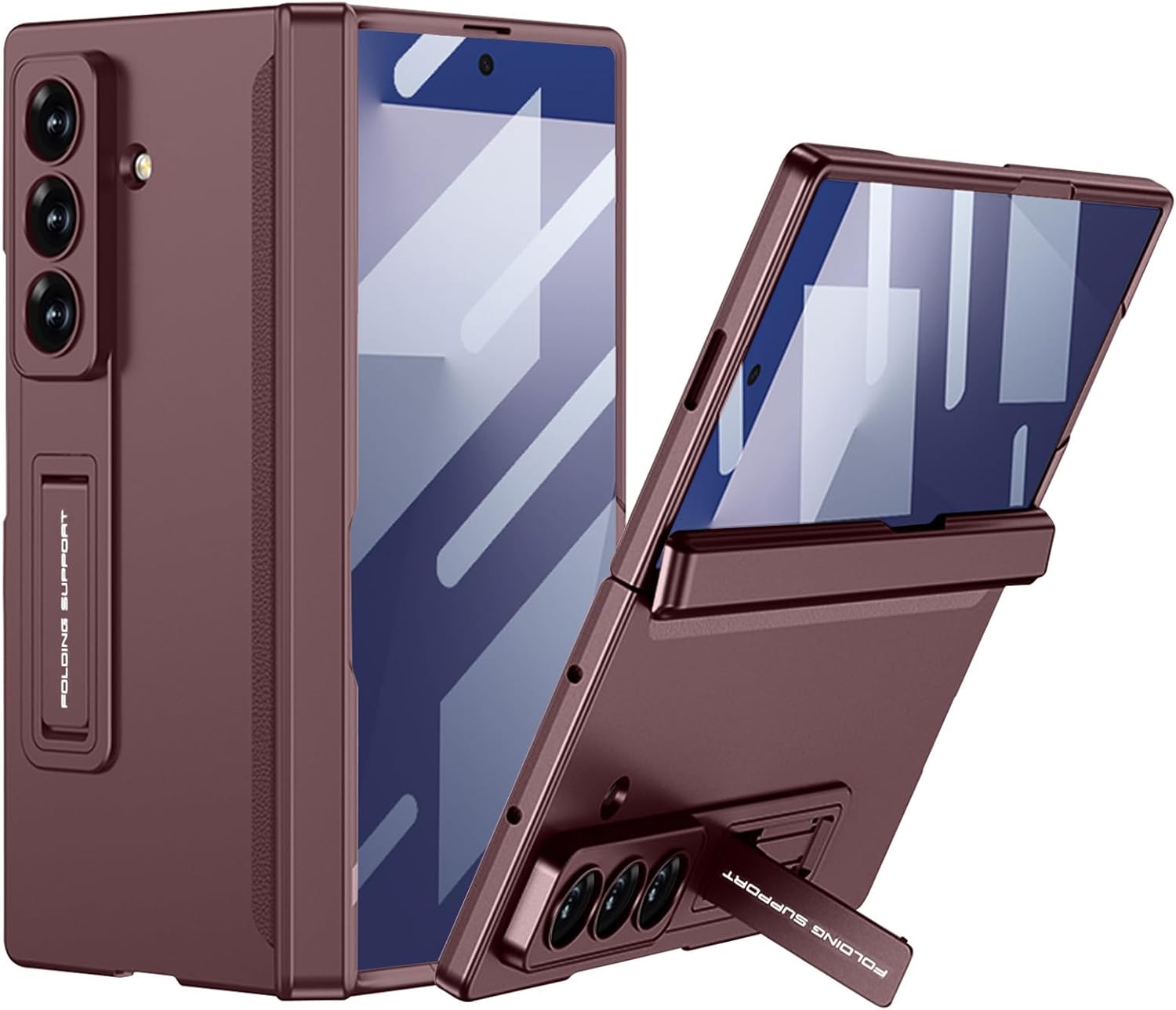 DOOTOO for Samsung Galaxy Z Fold 7 Case Magnetic Hinge Coverage Protective Kickstand & Screen Protector All-Inclusive Shockproof Cover for Galaxy ZFold 7 (Wine Red)