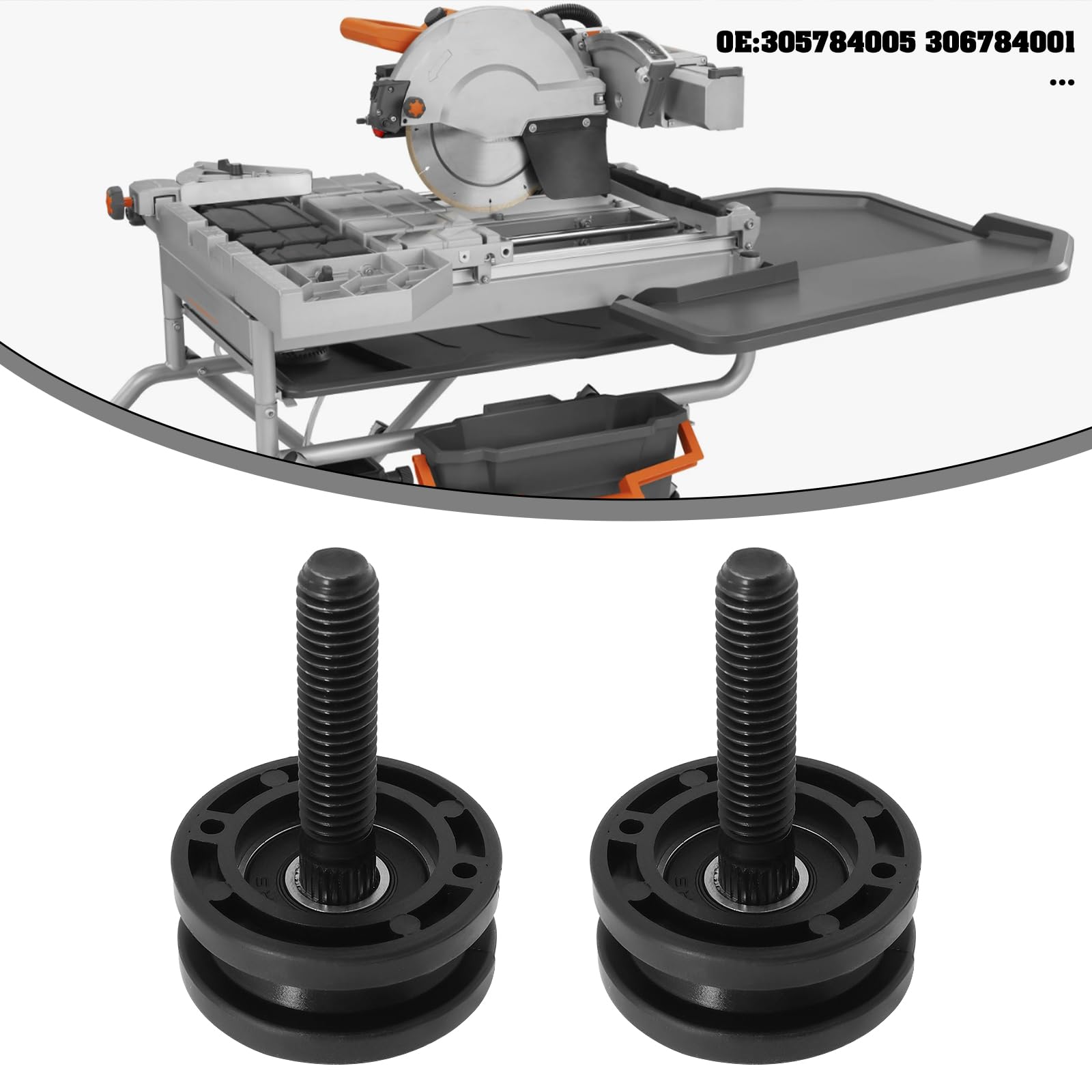 VGOL 2Pcs Tile Saw Table Roller Assembly Replacement OE:305784005 306784001 Compatible with Ridgid R4030 R4031 R4030S R4031S R40311 - Image 2