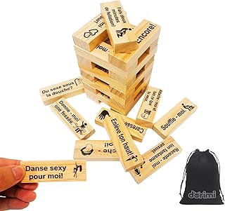 DORIMI Jeux Sexuelle Adulte Couple, Jeu de Tour de Blocs Coquins 48 Pièces, Tour en Bois Adulte Coquin Français, Jeu d'Empilage pour Couples, Hot Tour en Bois Mariage, Sensuel et Amusant (48 Pcs)