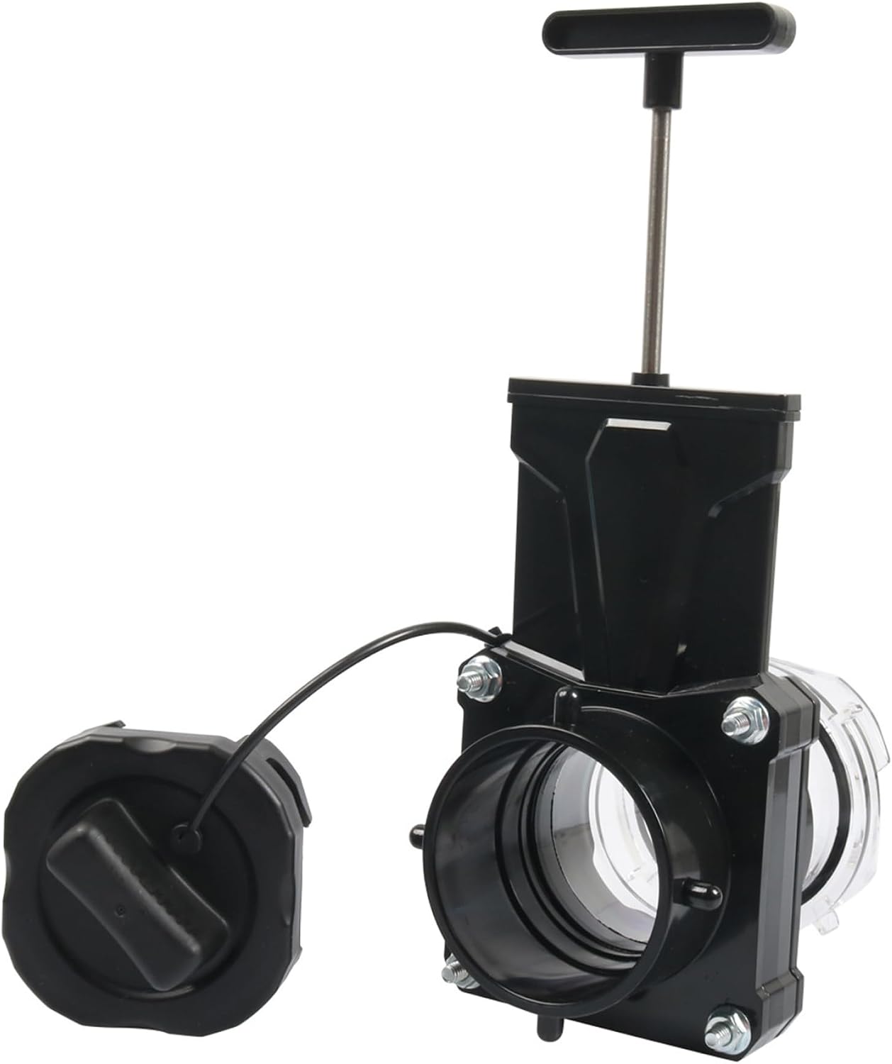 Rv Sewer Valve, Manual T-handle Rv Black Tank Valve With Transparent Observation Window, Anti-lost Knob Cover, Sturdy Screw-mounted Design (black, Engineering Plastic) sewer, Gate