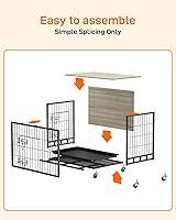 Vista 3 de Mueble de jaula para perros de 38.6 pulgadas, perrera de interior con puertas dobles, ruedas y bandeja extraíble, mesa auxiliar moderna para perros