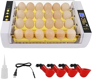 Egg Incubators for Hatching Eggs, 24 Egg Incubator with Candler & 4 Chicken Water Feeder, Incubator with Automatic Egg Turner and Humidity Control, Temperature Display, and LCD Screen, Incubators for Hatching Eggs Chickens Ducks Birds