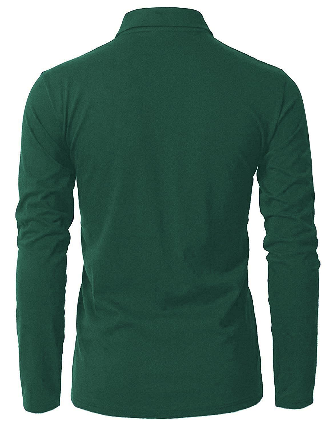 KUNJLELP 100% Cotone Polo da Uomo Manica Lunga Ricamo di Giraffa Maglietta Uniformi Polo da Lavoro per l'autunno e l'inverno