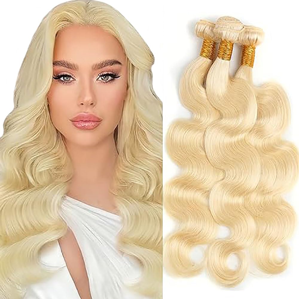 Extensiones de pelo humano sin procesar ondulado rubio #613 largo 56 cm 8