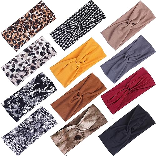 Image of Kachanaa 12 Pack Headbands for Women,Elastic Headbands Non Slip Workout Yoga Sport Hair Bands for Women's Hair Accessories