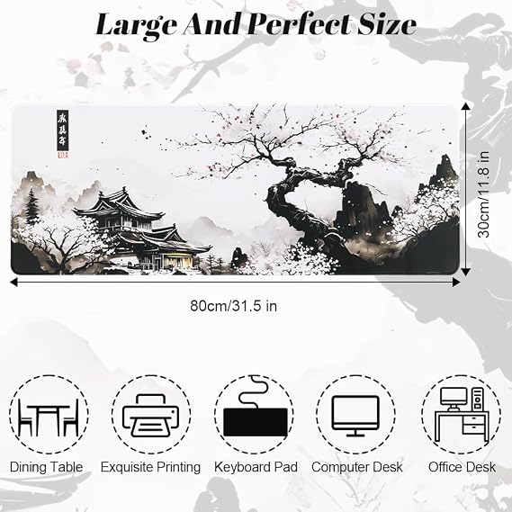 Large Gaming Mouse Pad, 800 x 300 x 3 MM Waterproof Mat for Office | Extended | Smooth and Durable | with Non-Slip Base and Stitched Edge | Easy to Clean | Deskpad Laptop for Office and Home