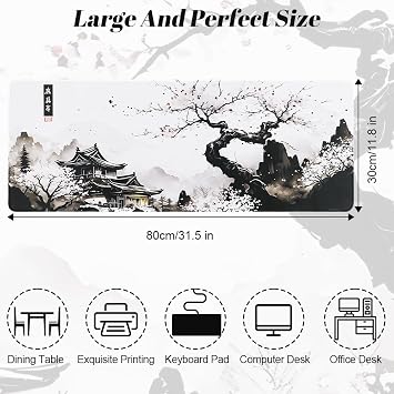 Large Gaming Mouse Pad, 800 x 300 x 3 MM Waterproof Mat for Office | Extended | Smooth and Durable | with Non-Slip Base and Stitched Edge | Easy to Clean | Deskpad Laptop for Office and Home