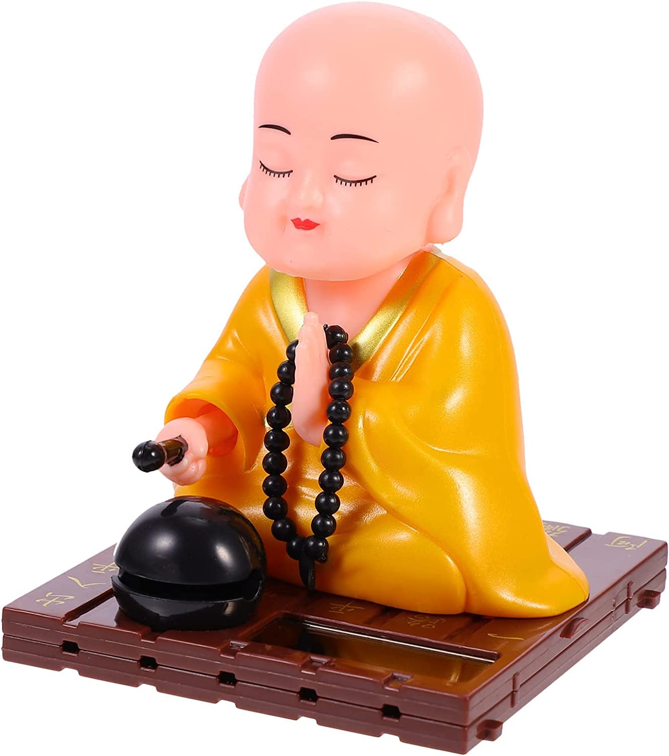 G MALL Cute Buddhist Monk Statue, Solar Power Dancing Little Monk Figurine, Chinese Shaolin Monk Sculpture for Car Garden Decor-Multicolor (12cm Big, 2)