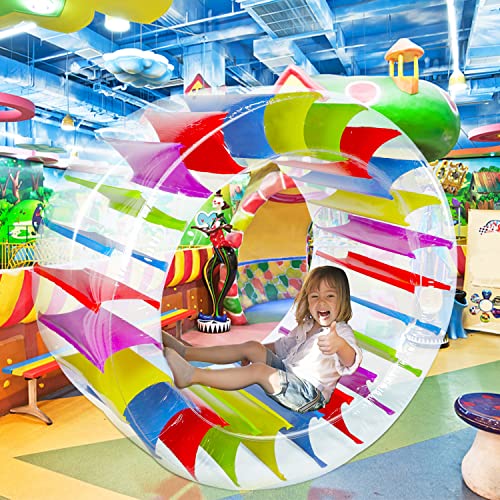 Zcaukya 65" Giant Inflatable Wheel Roller, Colorful Water Rolling Wheel Float for Kids Summer Swimming Pool Parties, Rolling on The Lawn, Indoor Outdoor Fun Toys for Games Supplies