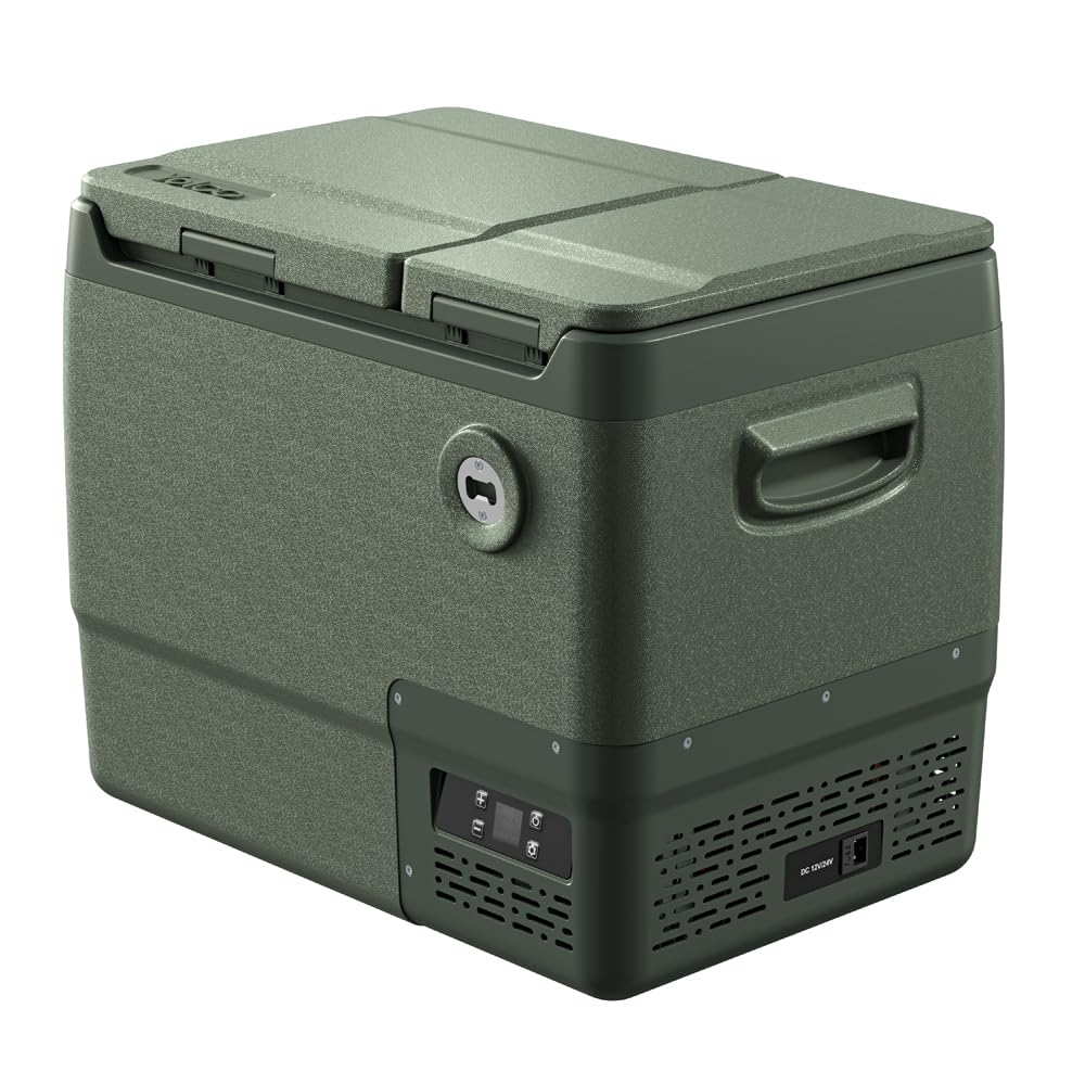 Yolco DX40 Pistachio lodówka kompresorowa 39 l – mobilna lodówka i zamrażarka, sterowanie za pomocą aplikacji, Dual-Zone, 12/24 V i 230 V, cicha i energooszczędna, idealna na kemping, do samochodu i