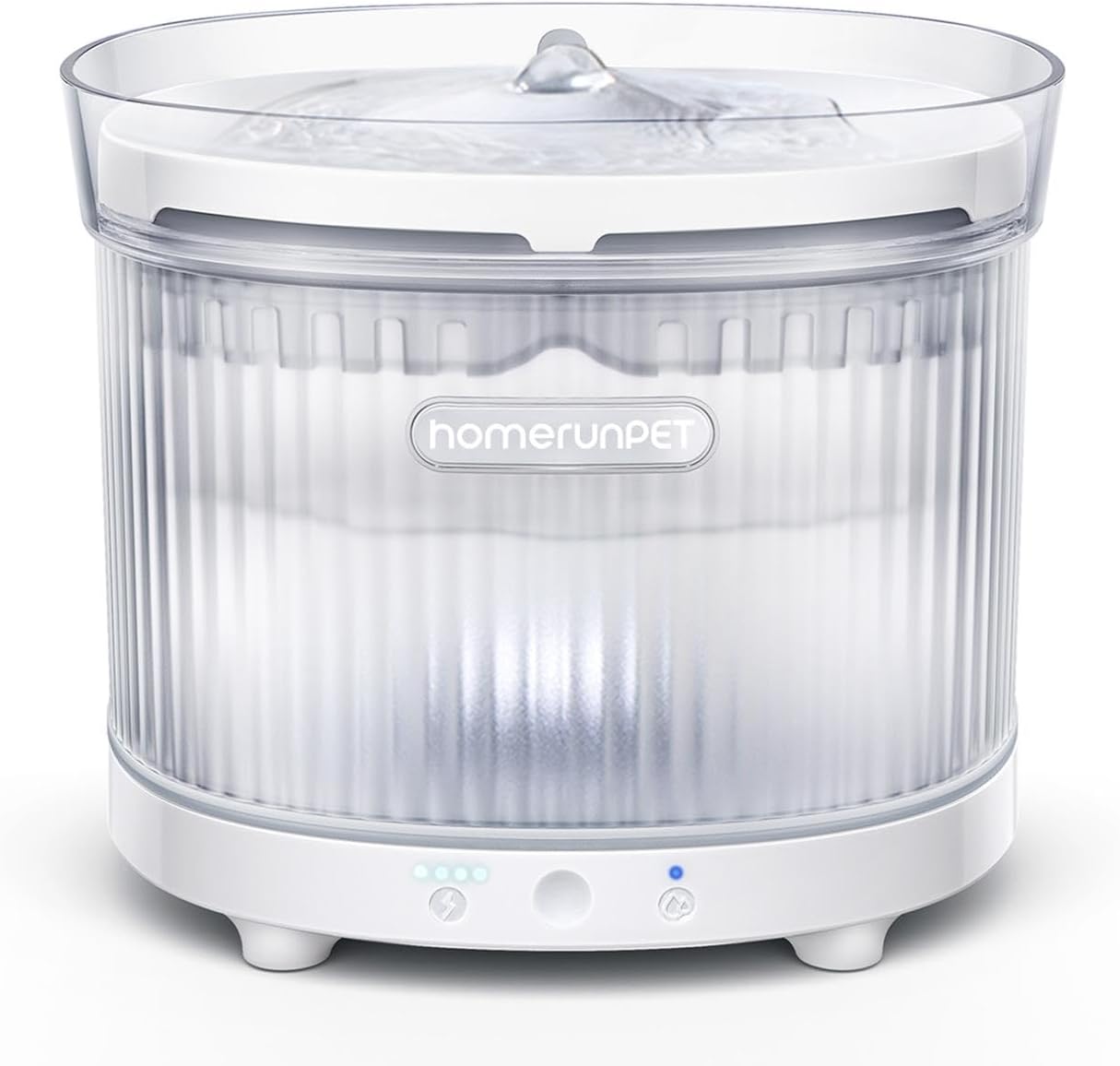 Homerunpet Cordless Cat Water Fountain, 7800mAh Battery, 30-Day Runtime, Easy-Clean Detachable Design, Transparent Tank, Motion Sensor, White