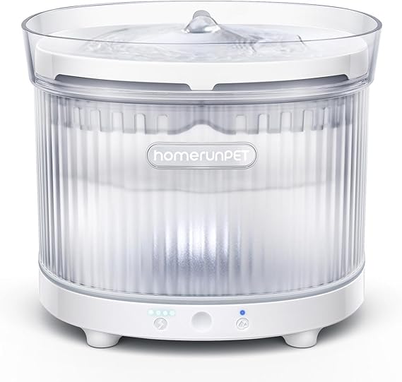 Homerunpet Cordless Cat Water Fountain, 7800mAh Battery, 30-Day Runtime, Easy-Clean Detachable Design, Transparent Tank, Motion Sensor, White