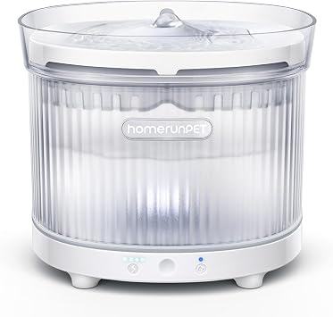 Homerunpet Cordless Cat Water Fountain, 7800mAh Battery, 30-Day Runtime, Easy-Clean Detachable Design, Transparent Tank, Motion Sensor, White