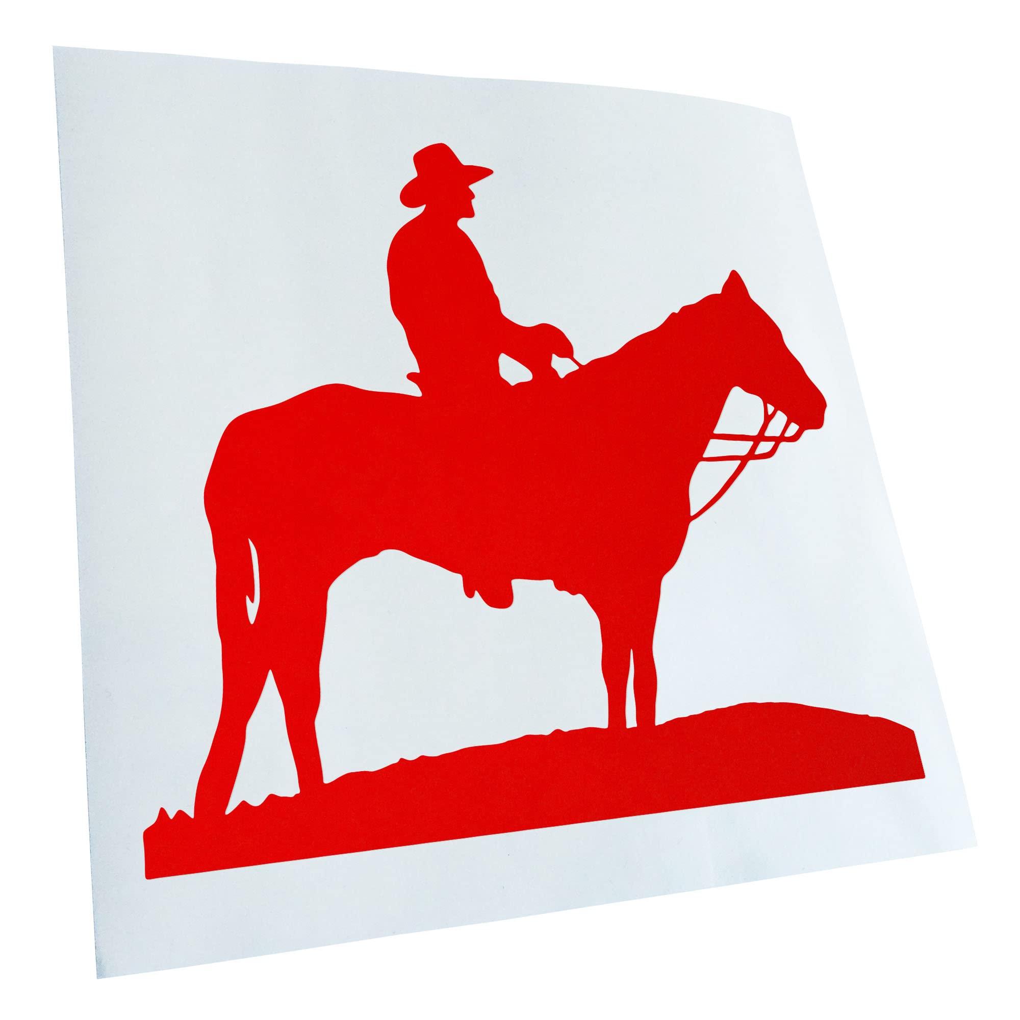 Kiwistar - Car Sticker - Red - 50 x 45 cm Cowboy with Horse Quilted Sticker for Car, Laptop, Bicycle, Truck, Motorcycle, Multicoloured JDM Decal Racing