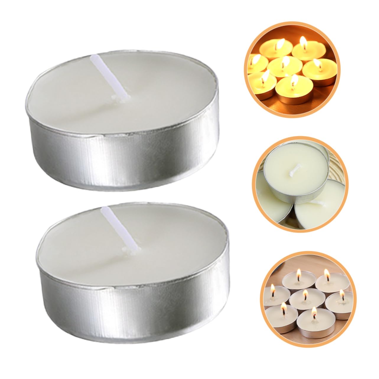 Candele Tealight Rotonde 100 Pezzi in Paraffina, Bianco