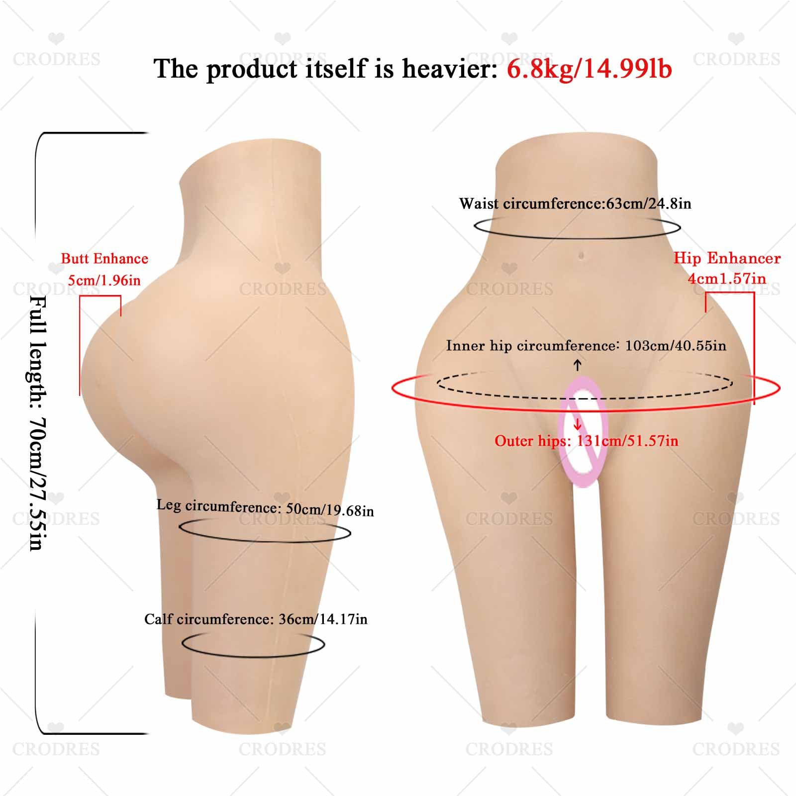 Slip in Silicone con Vagina, Glutei e Fianchi – Modellatore Fianchi per Crossdresser – Pantaloni con Glutei Finti per Transgender e Drag Queen