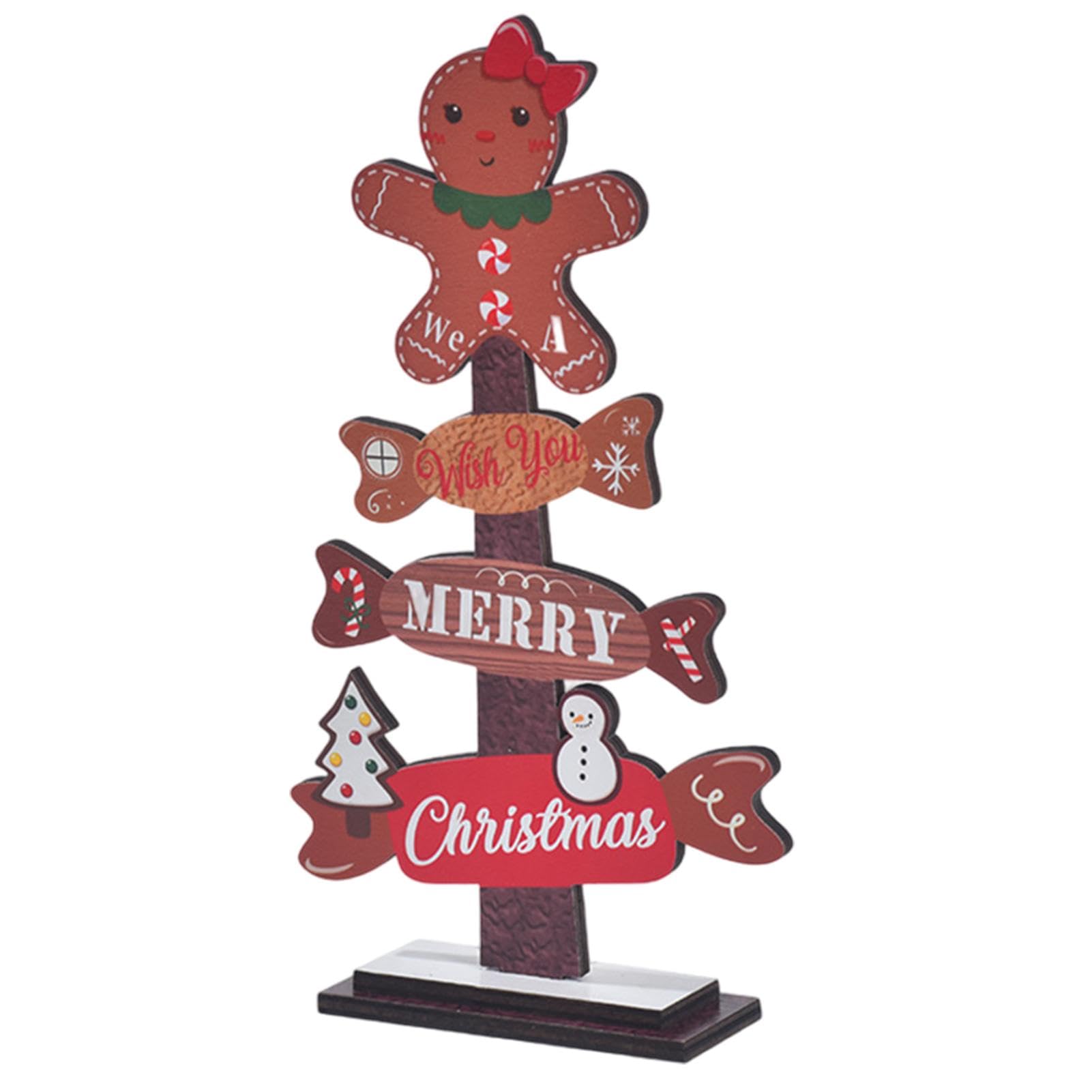 Adorno de cartel de Navidad - Árbol de Navidad de madera, decoración navideña de especias | Decoración de mesa de árbol de navidad, muñeco de especia sobre decoración, bandeja de varios niveles de