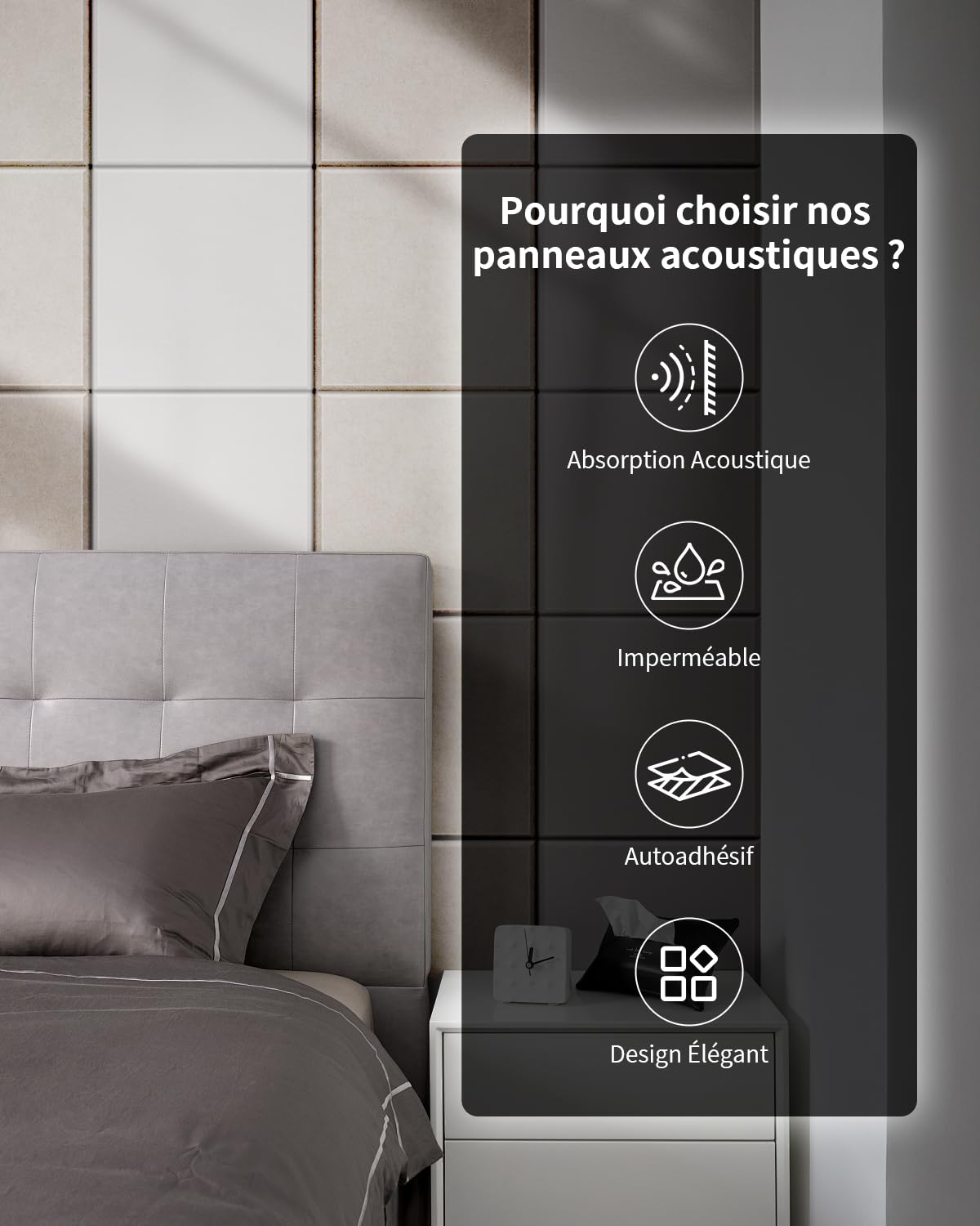 36 Pièces Panneaux Acoustiques Autocollants, Panneaux Acoustiques Absorbants Haute Densité, Traitement Acoustique et Décoration Murale pour Studio d'Enregistrement, 30x30x0.9cm, Blanc