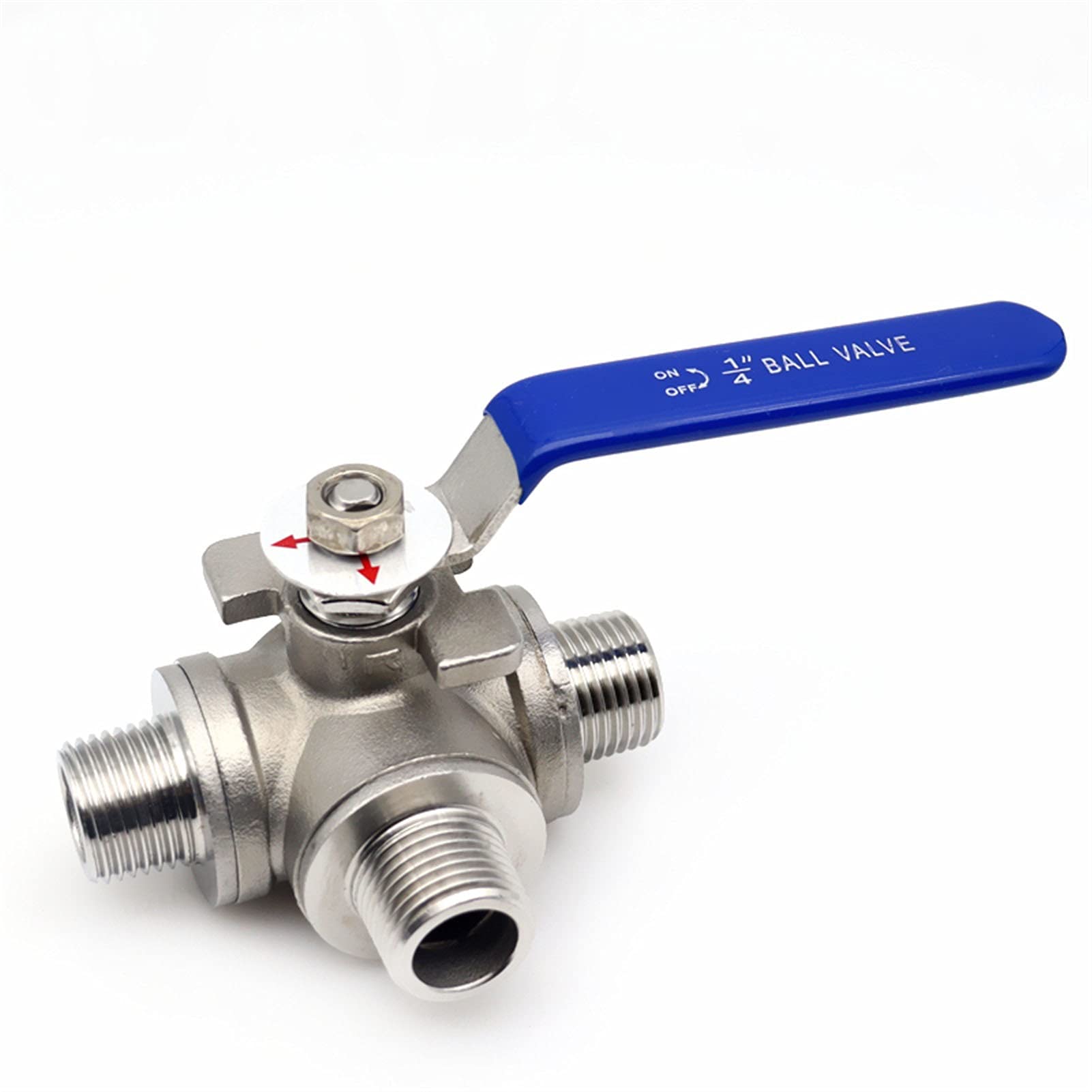 VSPPJYFG Male Thread Three 3Way Ball Valve DN15 DN20 Stainless Steel 304 Valve Handle Valves L T Port 1/2 3/4 Inch(L Type,DN15)