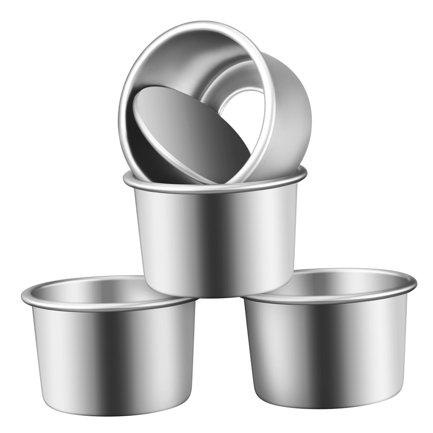 Toyvian Molde Redondo para Pastel con Fondo Desmontable 4 Piezas | Aleación de Aluminio, Color Plata, Calentamiento Rápido y Distribución Uniforme del Calor, Fácil Limpieza