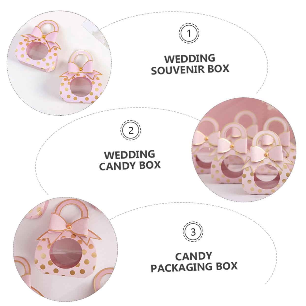Scatole per Confetti Design Manico e Finestra Trasparente Rosa in Carta 50 Pezzi Matrimonio Facili da Trasportare per Banchetti e Feste per Ragazzo Ragazza