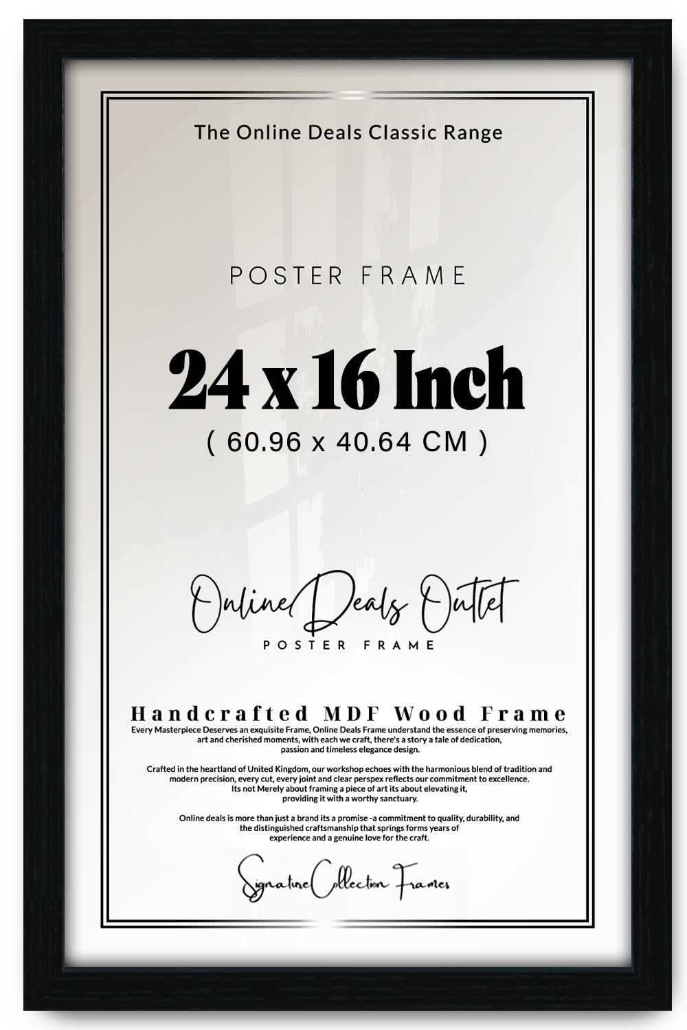 Online Deals | MDF Picture Frame (60.96 x 40.64 CM) 24 Inch x 16 Inch for Diplomas, Certification & Business Licenses, Sturdy MDF Build, Secure Hanging Hooks [ Black ]