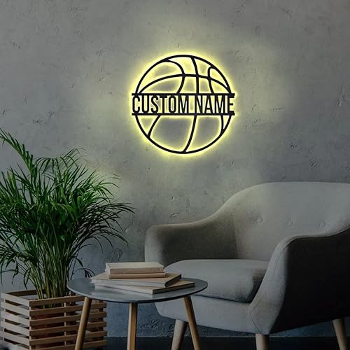 Miniatura 5 de Regalos personalizados de baloncesto para niños, letreros de nombre de jugador de baloncesto personalizados, decoración única, lámpara LED, luz