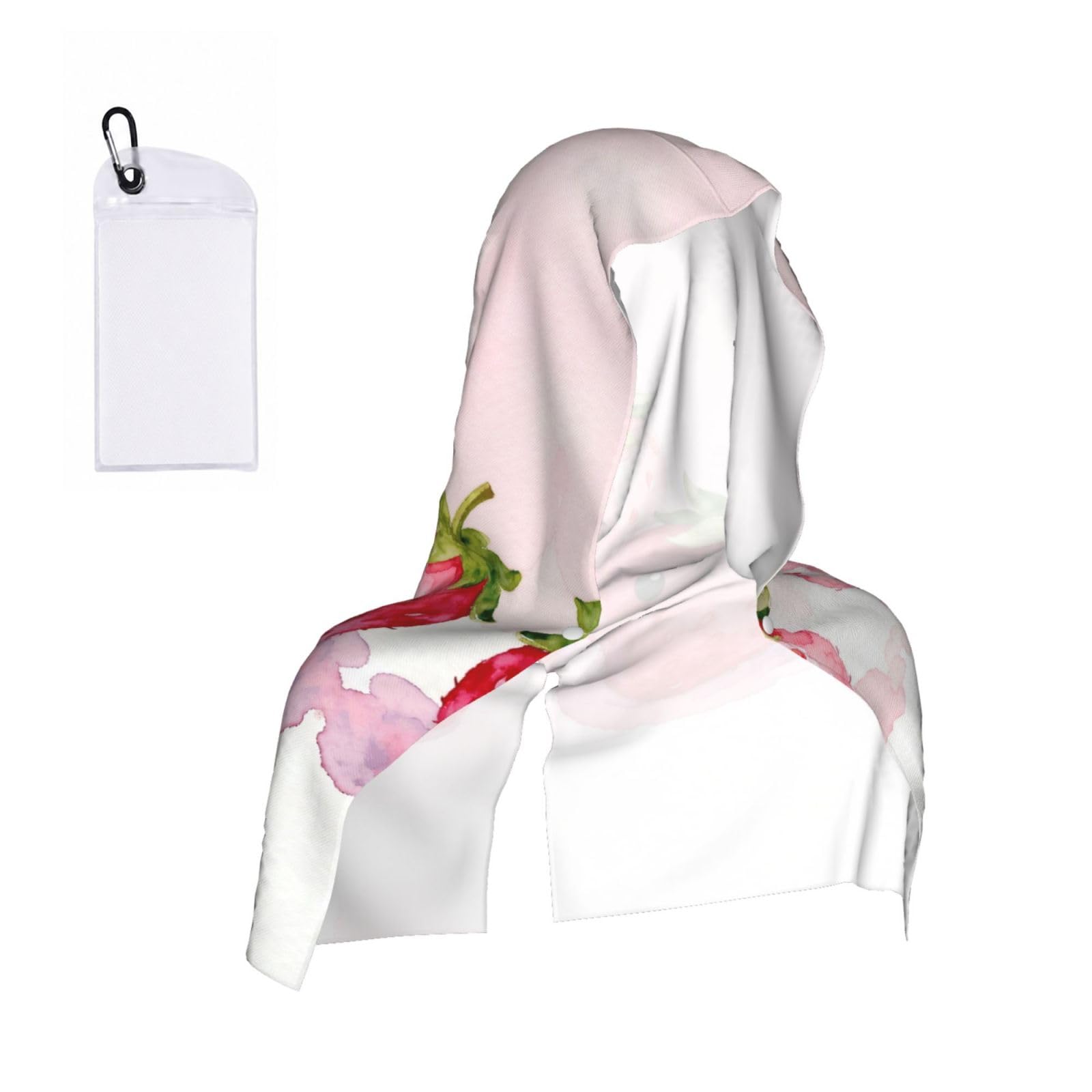 CNTDBU Smiling Strawberry Cooling Towel Hooded-Instant Chill Neck Cover for Sports, UV Cooling Rag for Running Gym