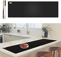 Foepoge 49.2x15.7" Extra Large Black Silicone Countertop Protector Mat - Heat Resistant, Cut to Fit, Non-Stick Kitchen & Craft Mat