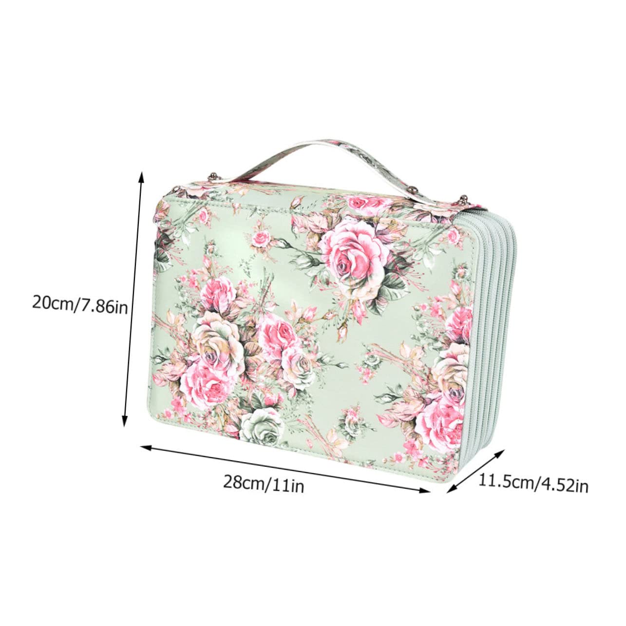 Astuccio Portapenne 252 Scomparti Capiente, Borsa Scuola per Ragazze | Pu Poliestere, Chiusura Zip Cordino Elastico e Maniglia, Tono Verde Chiaro, Decorazioni Scuola