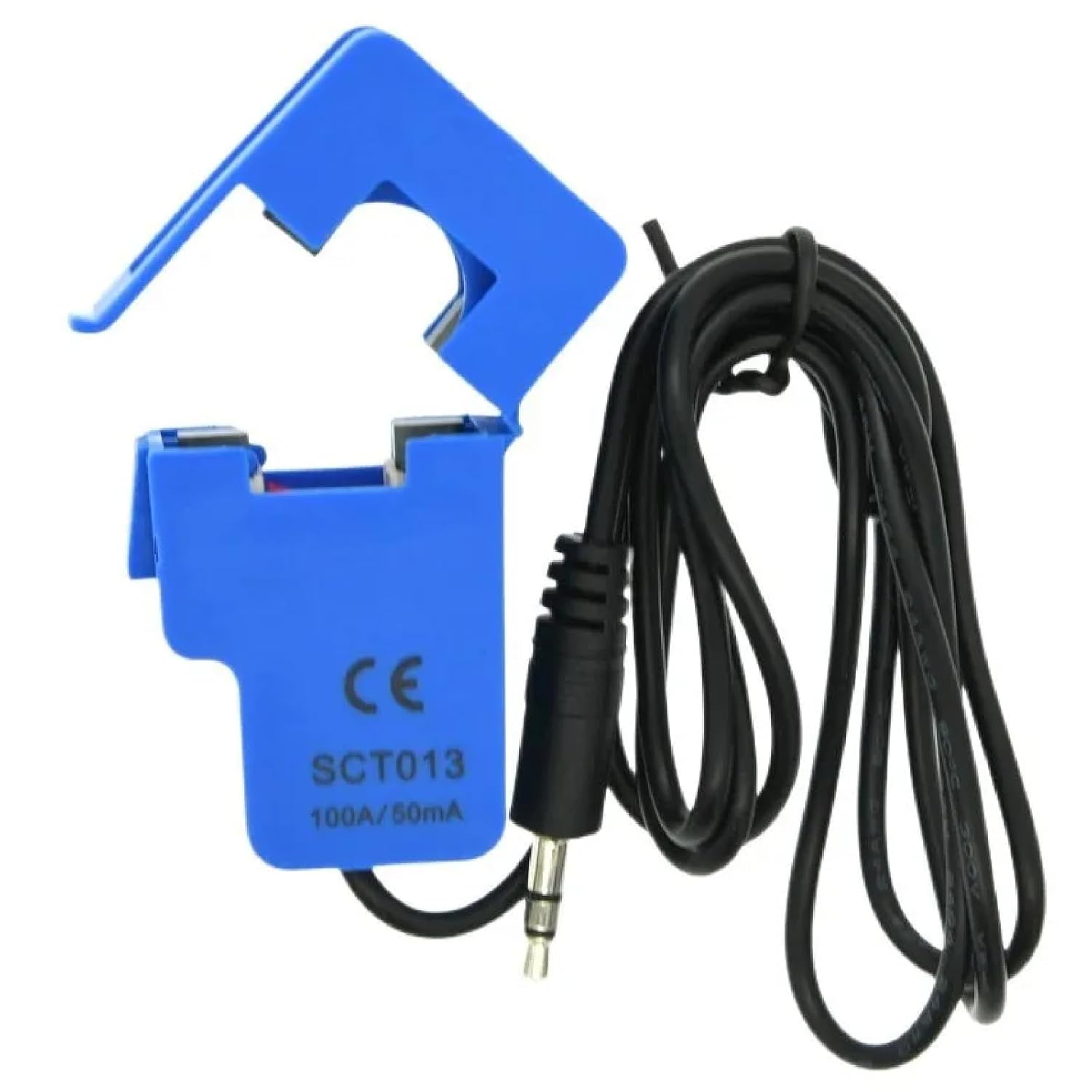 SCT-013-000 Current Transformer Sensor, Non-invasive Split Core AC Current Sensor, 100A 50mA, Metal Construction with 3.5mm Jack (30A 1V)