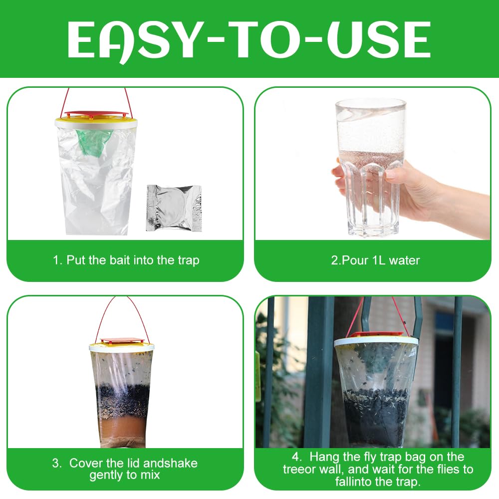 Redtop - Set di 3 trappole per mosche per esterni, per zanzare, api, mosche