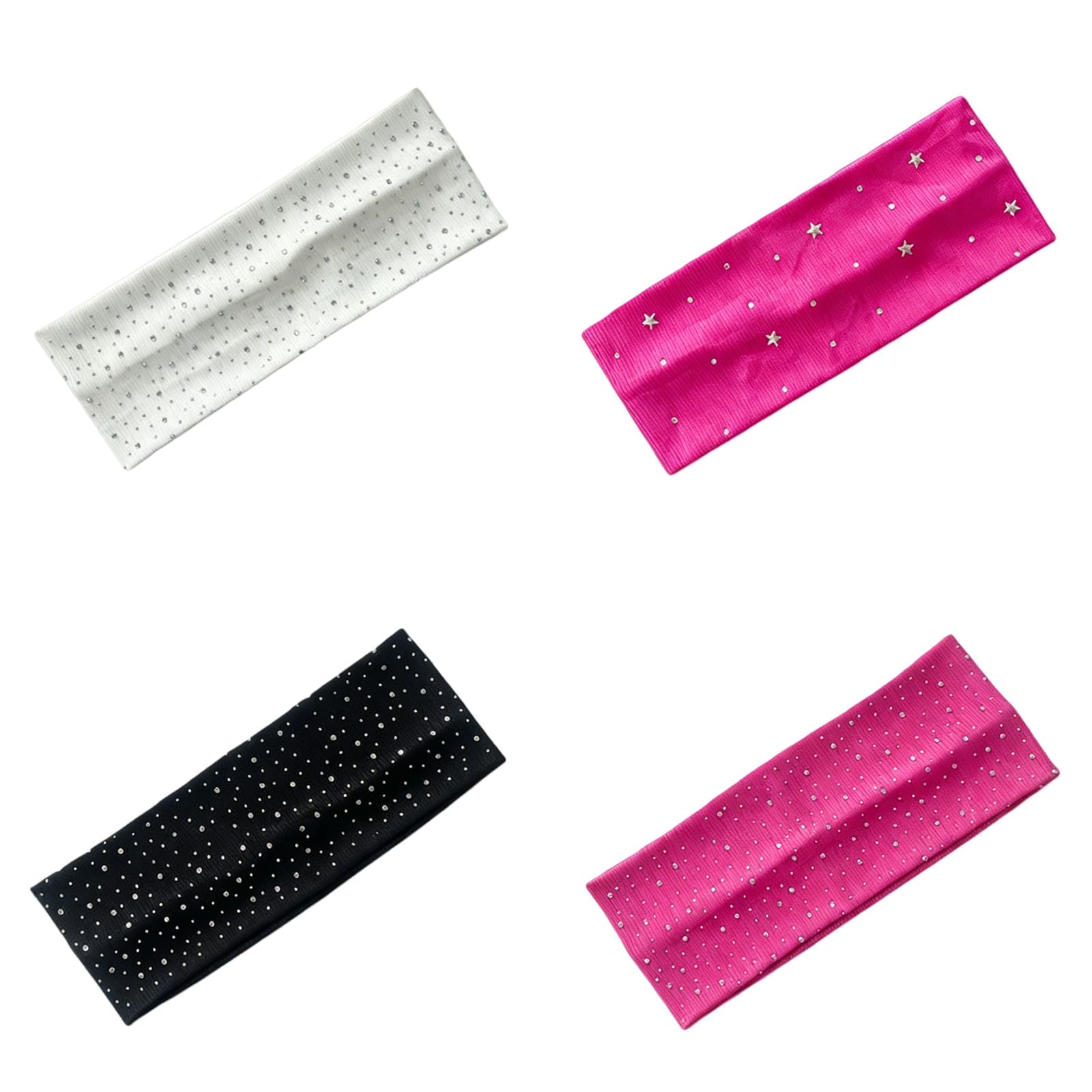 CYUCHENC wide headband 4 Pack Hot Rhinestone Starry Sports Solid Color Pit Strip Elastic Head Scarf Wide-brimmed Yoga Hairband Headband-4-four