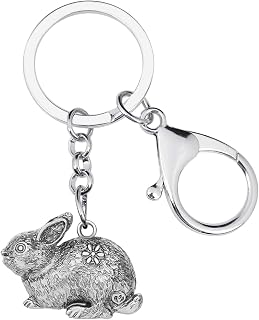 DUOWEI Vintage Easter Bunny Keychain Tiny Rabbit Key Chain Ring Bag Purse Charms Decoration for Women Girls Gifts