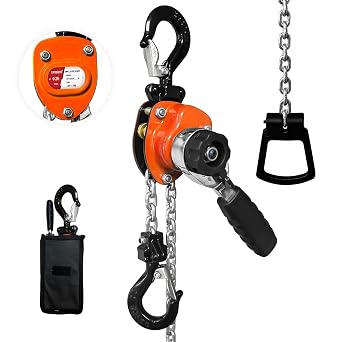 Manual Mini Lever Chain Hoist - 1/4 Ton 550LBS 10FT, Lever Bolck Chain Puller Come Along Winch, Alloy Steel G80 Chain Ratchet with 2 Duty Hooks,Portable and Smooth, for Factory Garages and Open-Air.