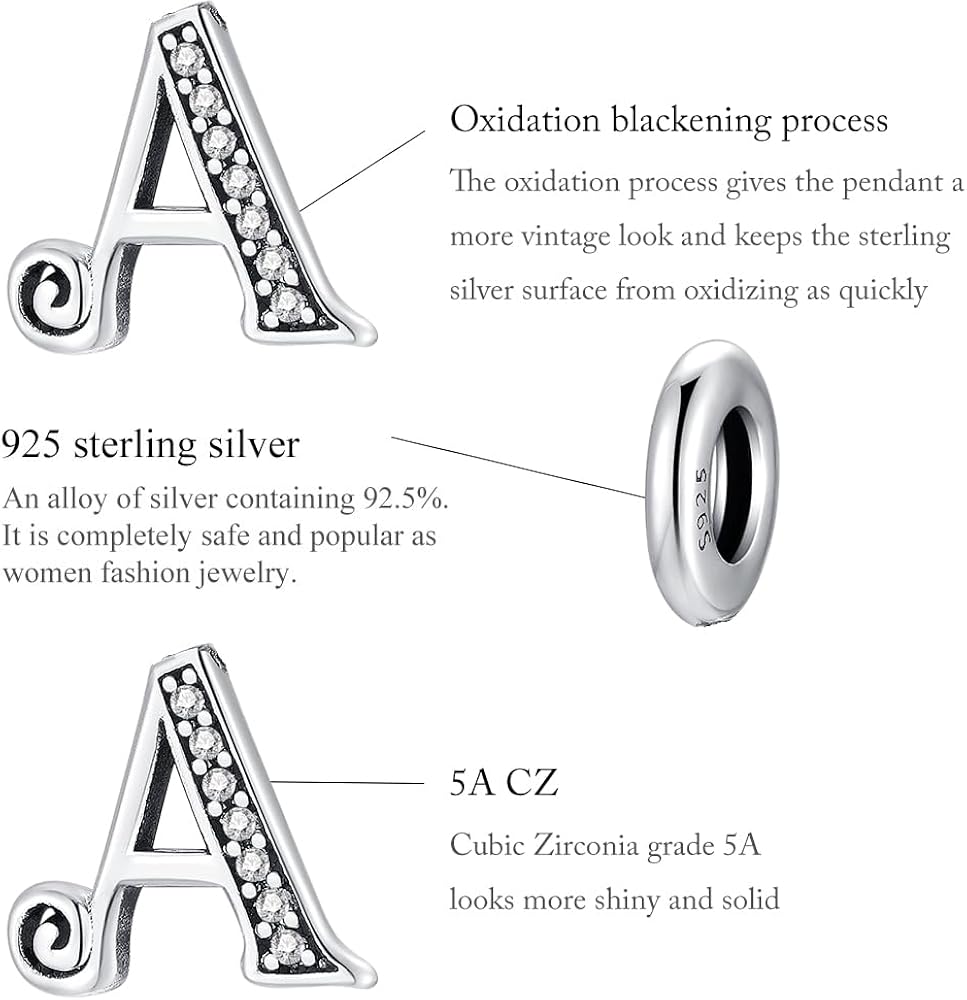 TIZU 925 Sterling Silber Letter Charms – Personalisierbare Anhänger Für Armbänder & Halsketten
