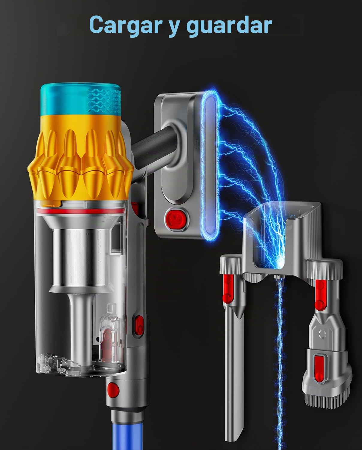 Aspiradora Sin Cable, 600W/50KPA/70Mins Escoba Aspiradora Sin Cable con Autoportante, Aspirador de Polvo sin Contacto de 1,8L, Cepillo Antienredos con Luz Verde(Azul)