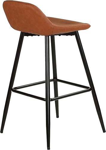 Miniatura 5 de Cortesi Home Taburetes de lluvia en piel sintética marrón, base negra (juego de 2)