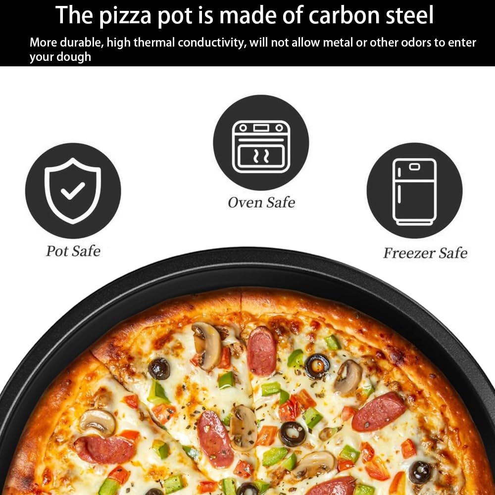4er Set Rundes Pizzablech, Ø 15cm Edelstahl Pizza Backblech mit Antihaftbeschichtung, Käsekuchen Backblech Pizzabackbleche Set für Backen Pie Pizza Käsekuchen