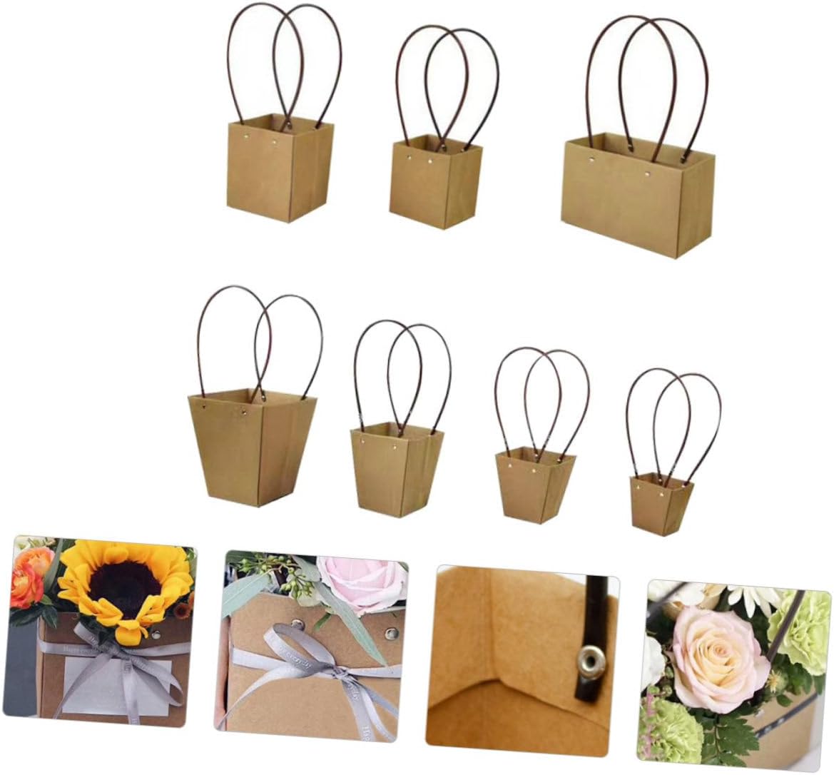 Didiseaon 21pcs Kraft Paper Tote Bag for Flower Arrangement Packaging and Special Occasions for Weddings Birthdays Valentine Day