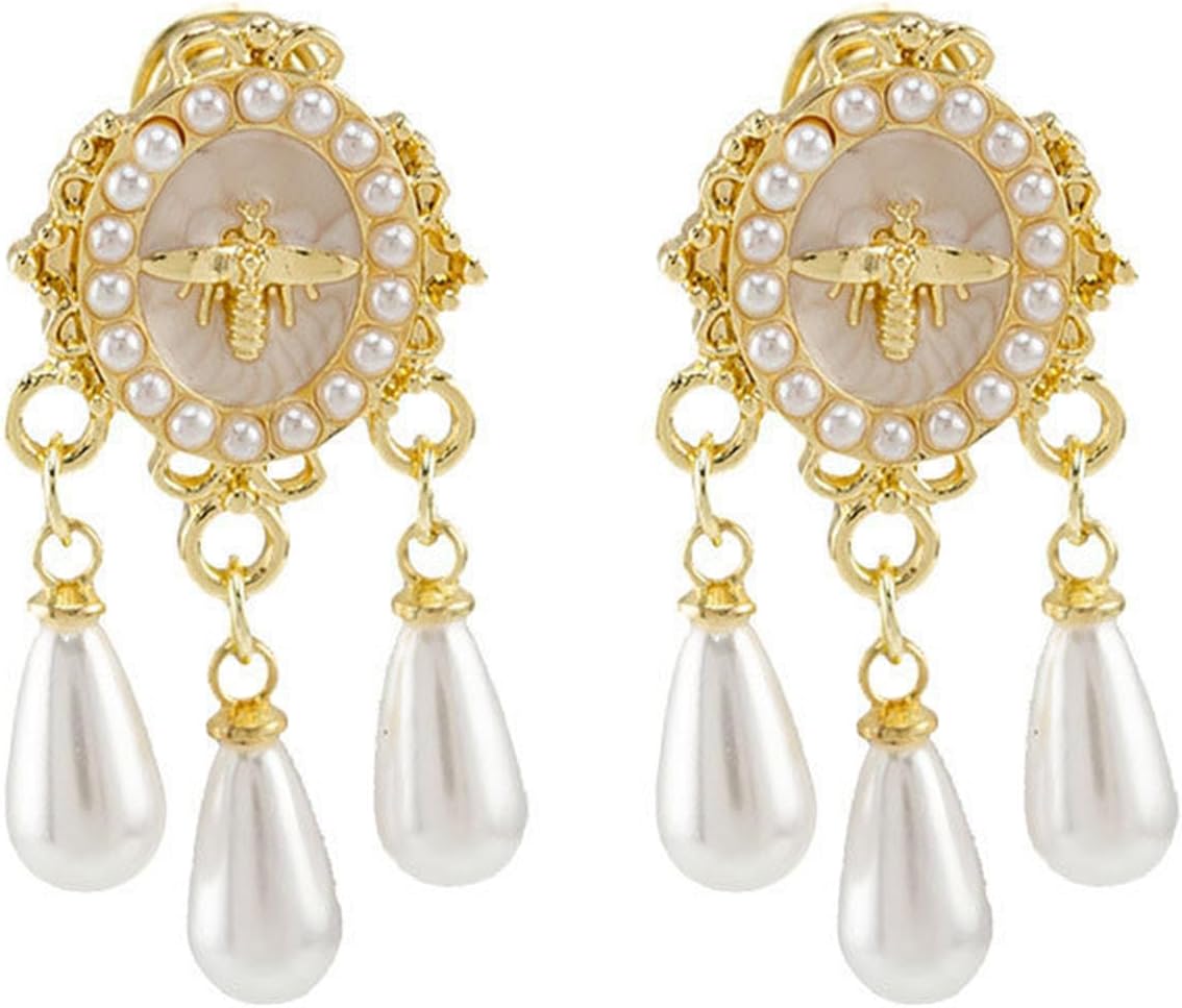 W WEILIRIAN Boho Pearl Dangle Earrings Teardrop Pearl Earrings Pearl Drop Earrings Gold Pearl Bead Earrings Wedding Pearl Earrings Jewelry for Women - Image 6