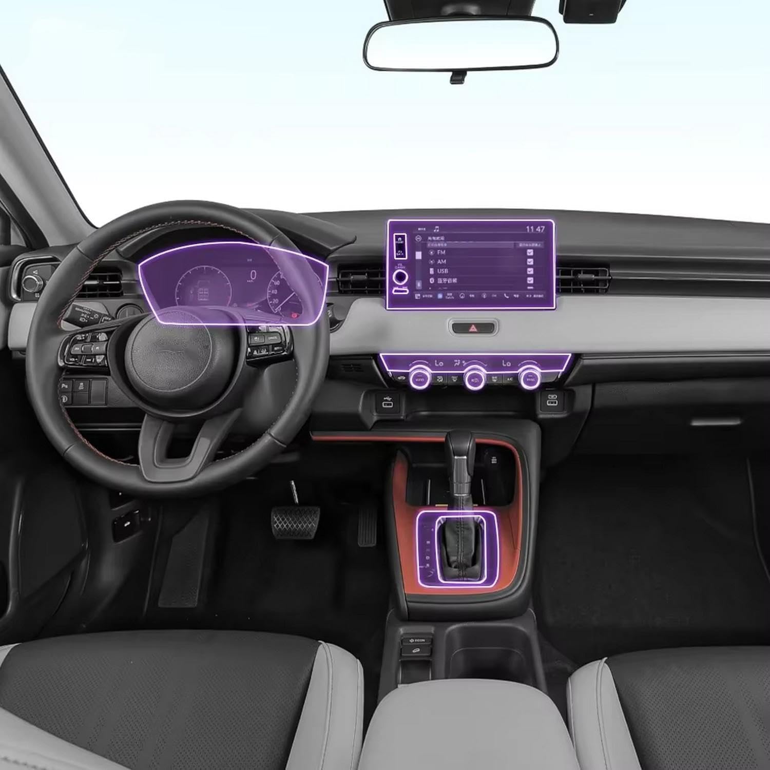 Car Interior Center Console Transparent TPU Paint Protective Film Anti Scratch Sticker LCD Screen，for Honda Vezel 2015-2023