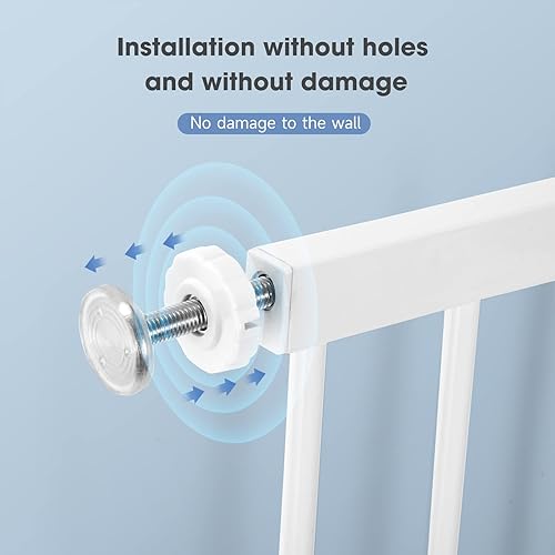 Miniatura 4 de Puerta de bebé de metal extra ancha para escaleras, puertas. Puertas para perros fáciles de caminar a través de la durabilidad para la casa en