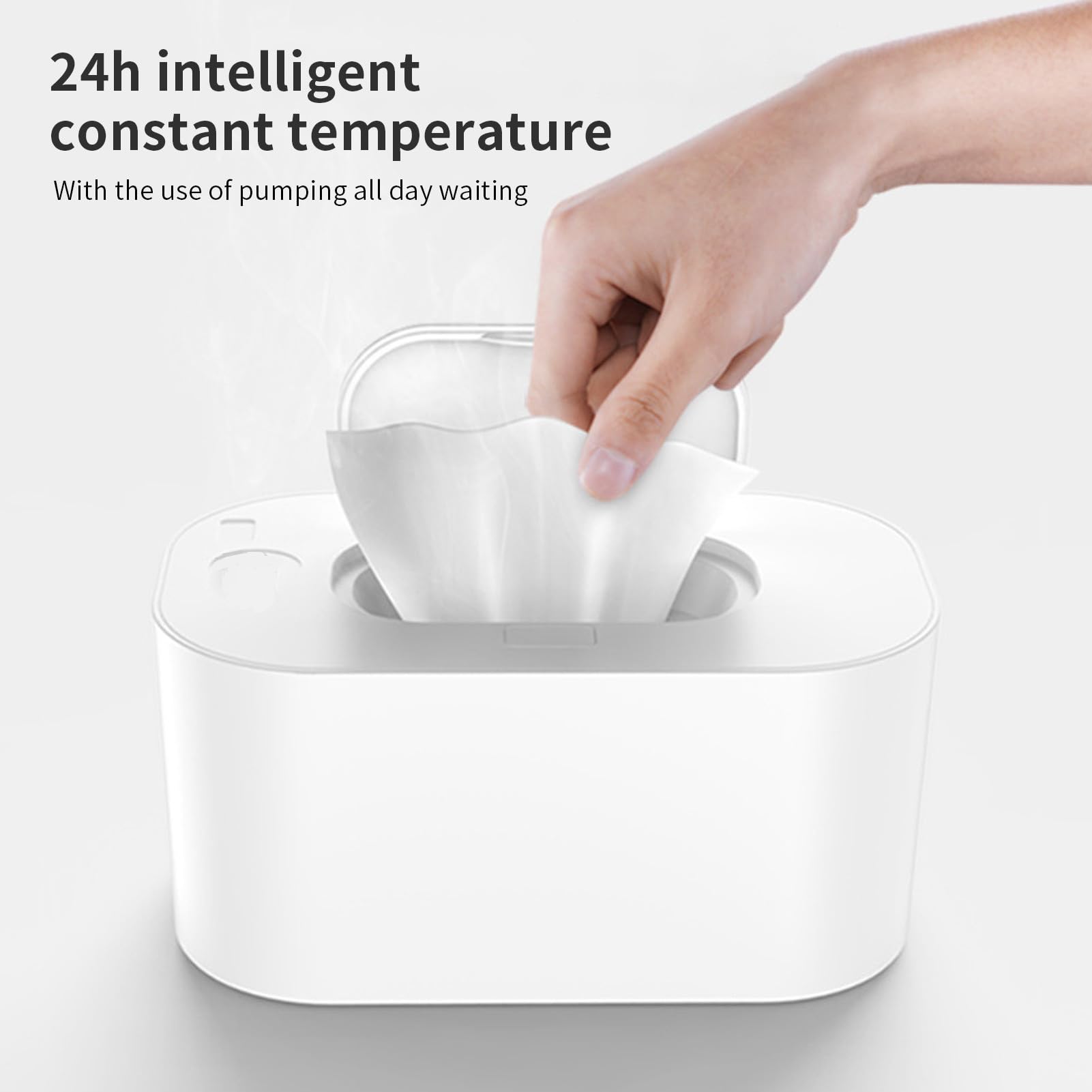 Wipes Warmer, Intelligente Wischtücherwärmer für Einweg-Babytücher mit Konstanter Temperatur, Tragbarer USB-Wischtuchwärmer mit Großer Kapazität Für Die Reise nach Hause, Auto, Geschenkideen (Weiß)