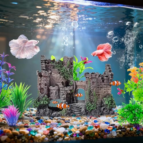CousDUoBe Aquarium Decor Castle Fish Tank Bubbler Set Aquarium Plants for Aquatic Pets to Breed Play and Rest Fish Decorations for Tank - Image 4