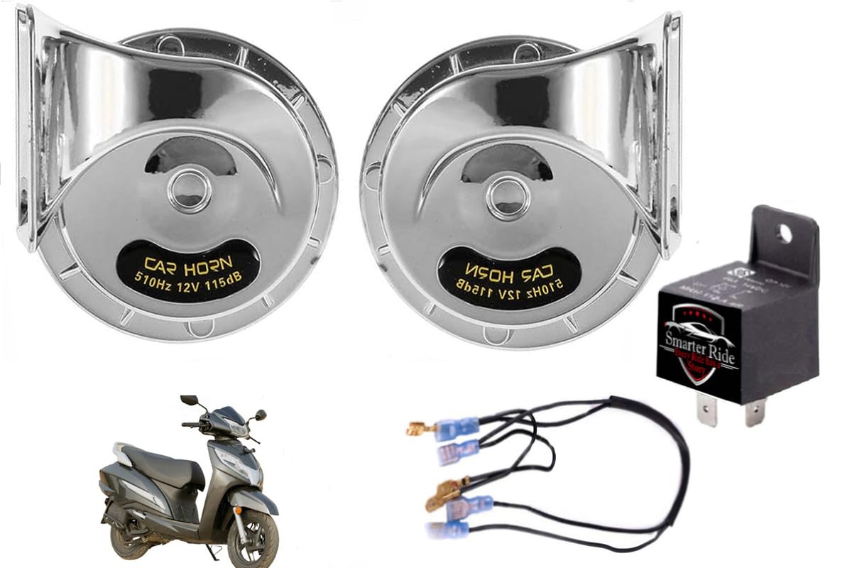 Smarter Ride Creta Type Horn with low and high sound Silver, 12V, 420/