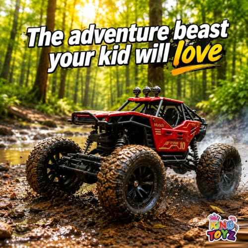 Image of Rock Crawler RC Car with Smoke, 1:16 Scale High-Speed Off-Road Monster Truck, 4 Functions, Rechargeable Remote Control Climbing Car with Fog Effect for Kids-Black (RED)