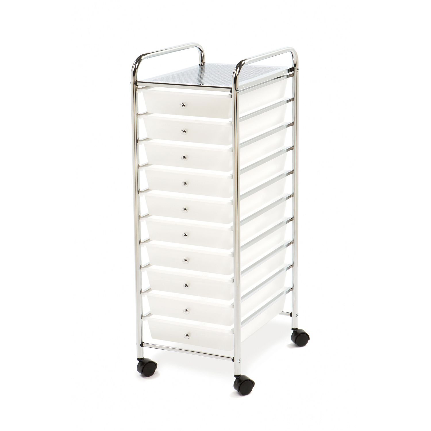 Seville Classics SHE16210B Desserte à 10 tiroirs en métal argenté 39,5 x 39 x 98 cm